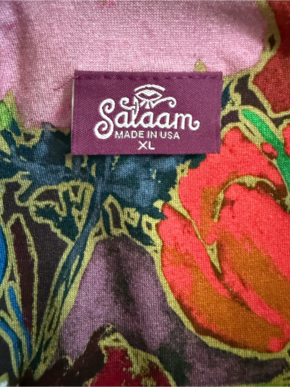 Salaam Marilyn 3/4 Sleeve Midi Dress V-Neck Viscose Jersey Painterly Artsy - Picture 3 of 6